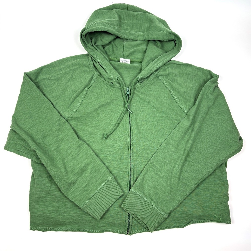 Victoria Secret Pink Lounge Full Zip Hoodie Womens Sz XL Forest Pine Green